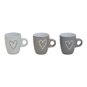 Espressotasse Herz aus Keramik 3-fach sortiert, 7 cm, 50 ml