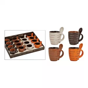 Espressotasse mit Löffel aus Keramik, sortiert, 7 cm 50ml